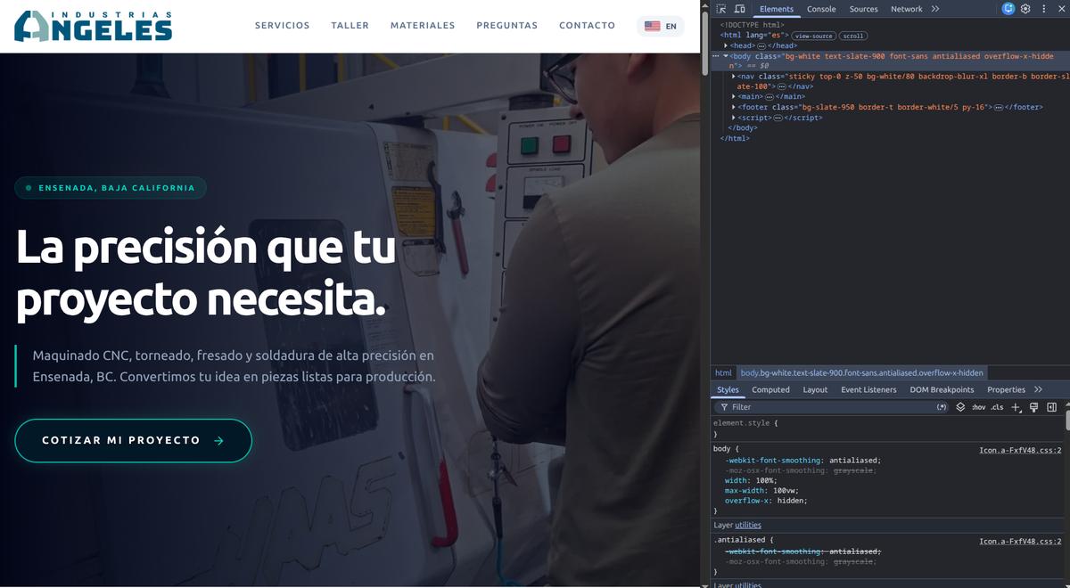 Web Industrias Ángeles — catálogo industrial B2B