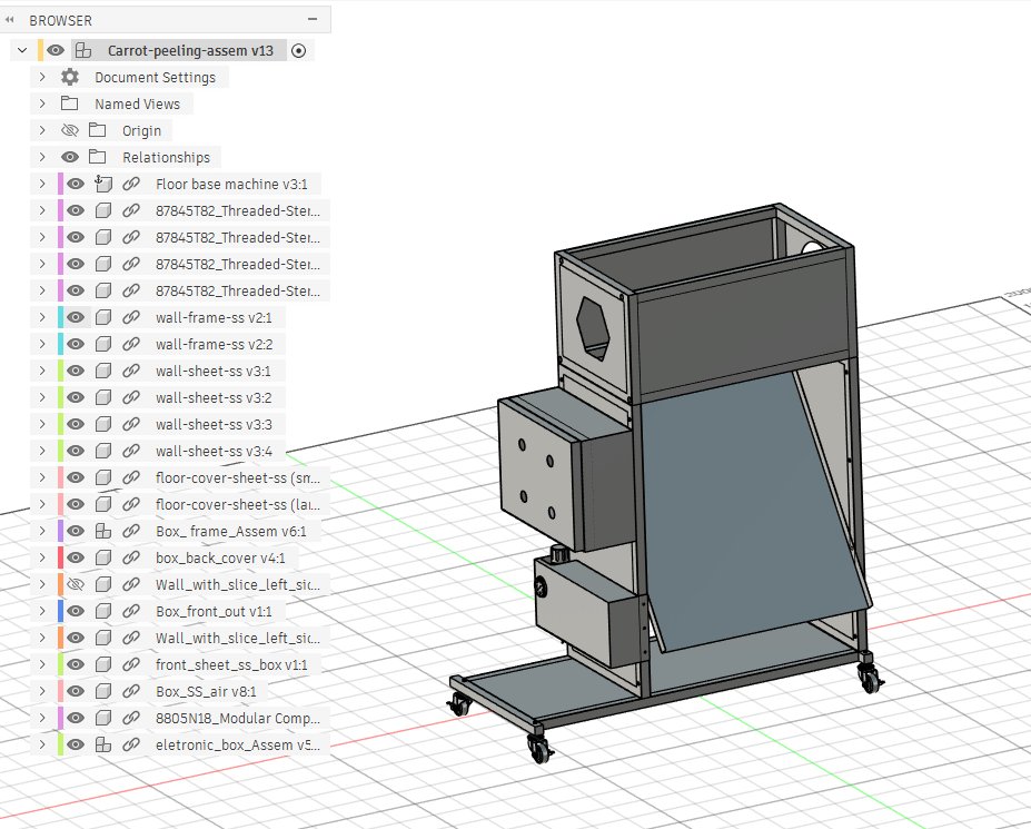 Máquina peladora de zanahoria — MVP — modelo CAD